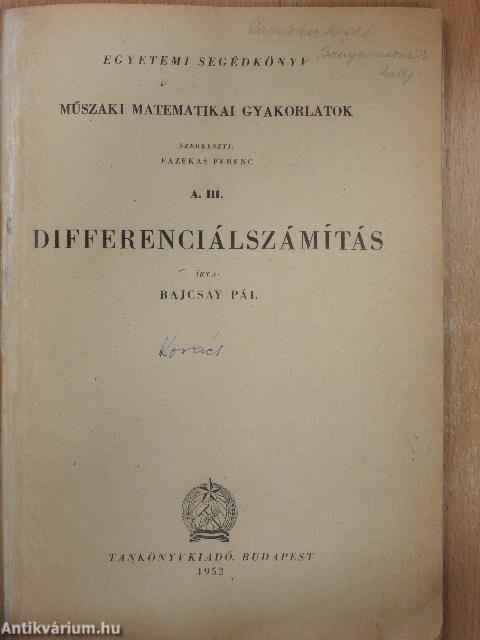 Műszaki matematikai gyakorlatok A. III.