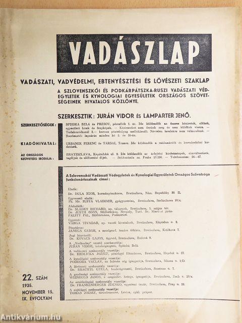 Vadászlap 1935. november 15.