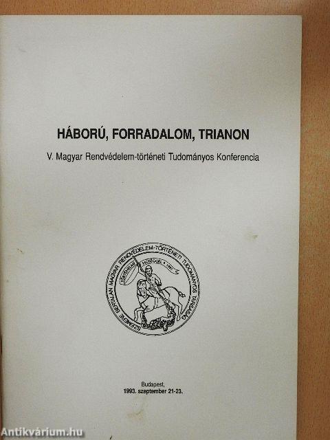 Háború, forradalom, Trianon