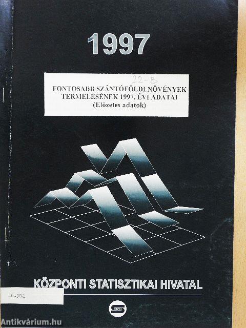 Fontosabb szántóföldi növények termelésének 1997. évi adatai