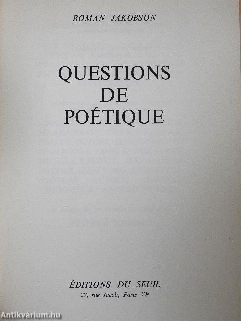 Questions de poétique