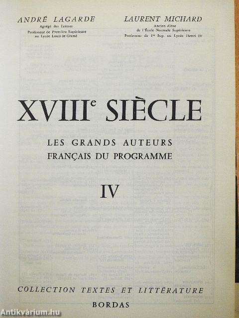 XVIII. siécle - Les grands auteurs francais du programme
