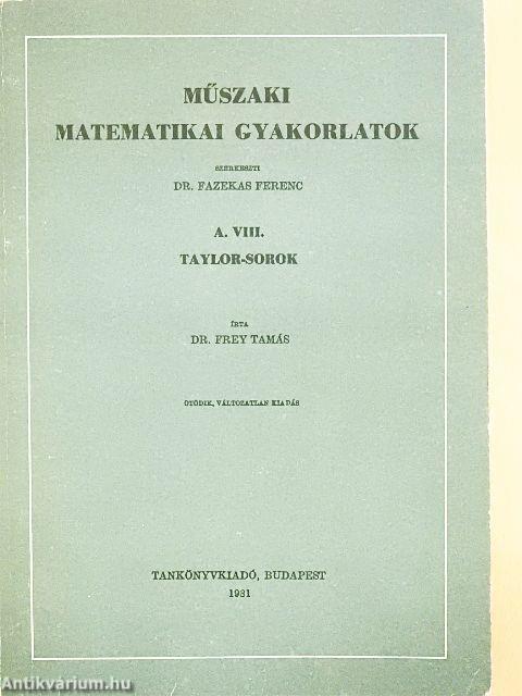 Műszaki matematikai gyakorlatok A. VIII.