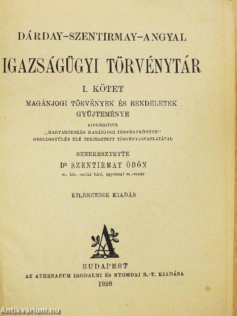 Igazságügyi törvénytár I.
