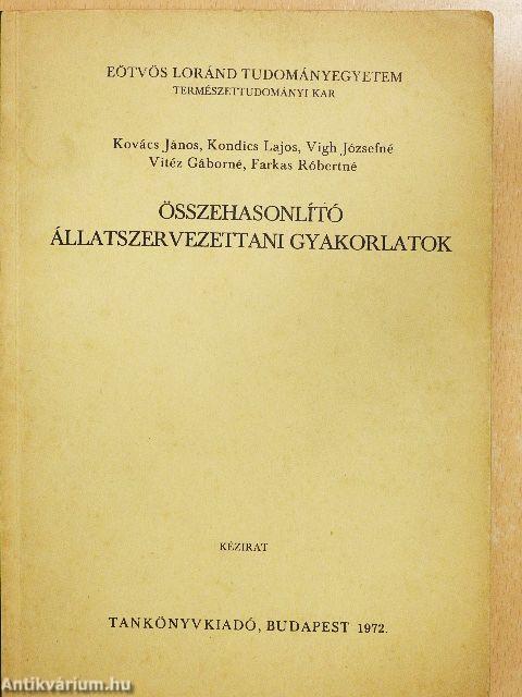 Összehasonlító állatszervezettani gyakorlatok