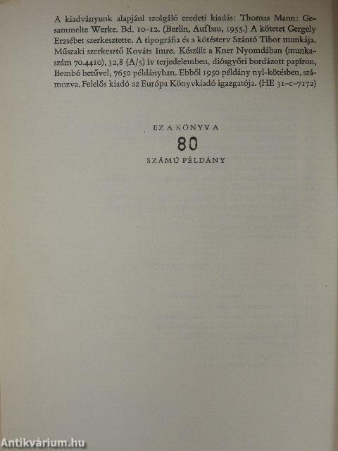 Thomas Mann művei I-XII.