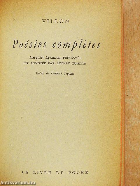 Villon Poésies complétes