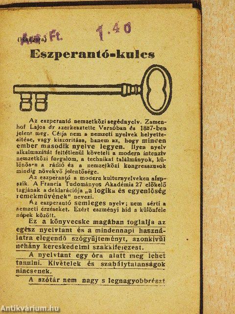 Kis magyar-eszperanto szótár/Eszperantó-kulcs