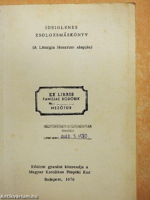 Ideiglenes zsolozsmáskönyv