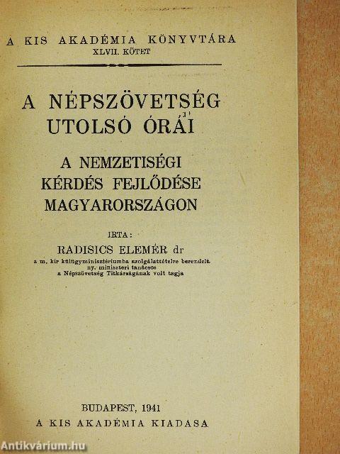 A népszövetség utolsó órái