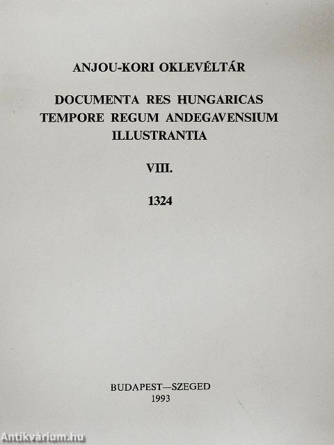 Anjou-kori oklevéltár VIII.