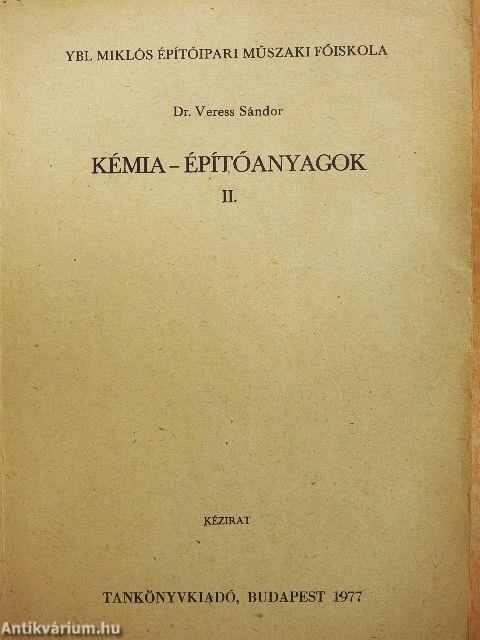 Kémia - építőanyagok II.