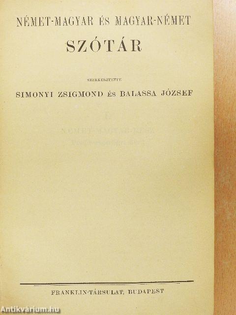 Német-magyar és magyar-német szótár I-II.