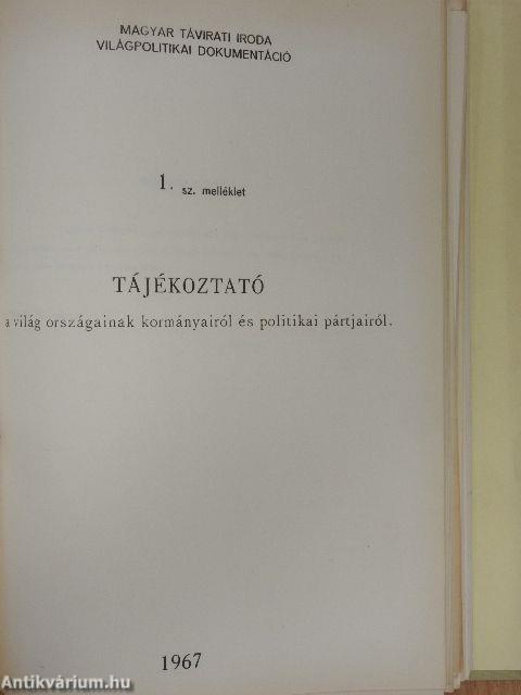 MTI világpolitikai dokumentáció 1967 (nem teljes évfolyam)