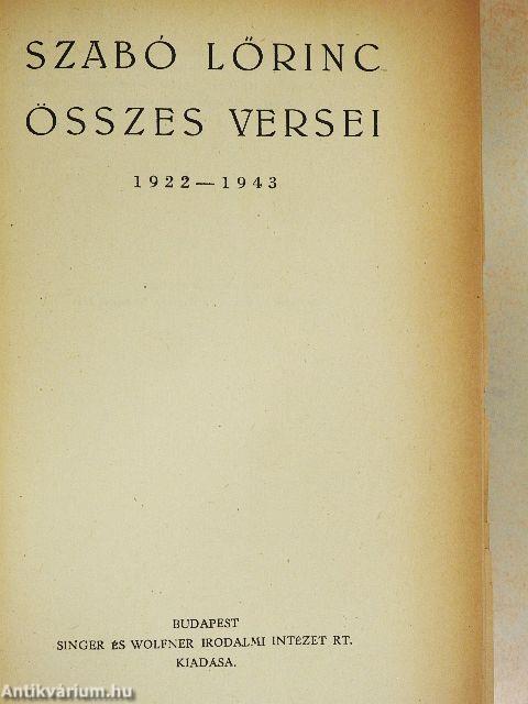 Szabó Lőrinc összes versei