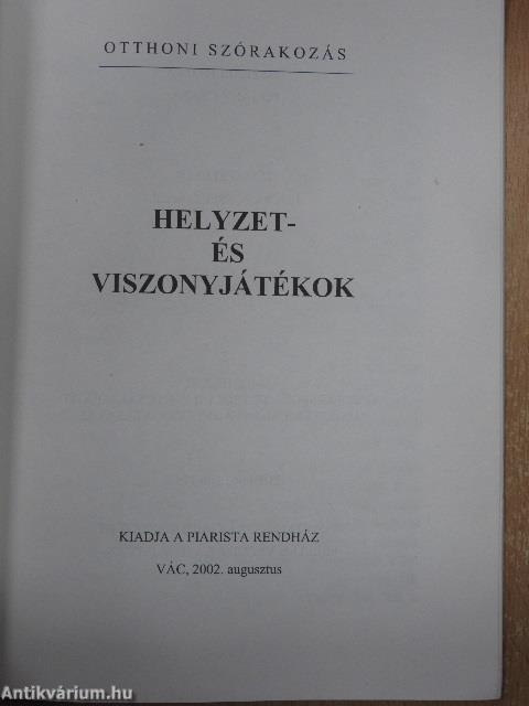 Helyzet- és viszonyjátékok