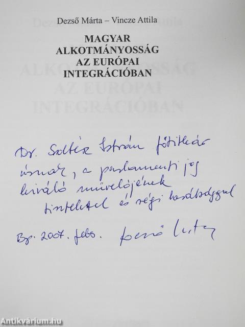 Magyar alkotmányosság az európai integrációban (dedikált példány)