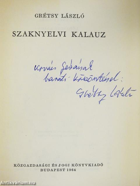 Szaknyelvi kalauz (dedikált példány)
