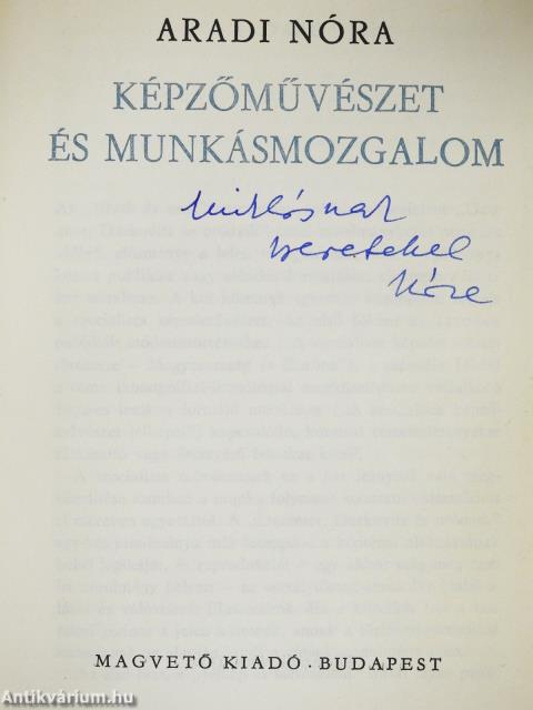 Képzőművészet és munkásmozgalom (dedikált példány)