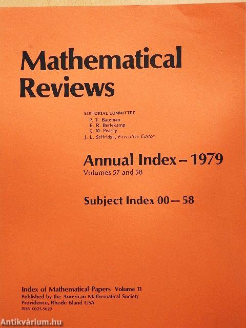 Mathematical Reviews 1979 - Annual Index I-II