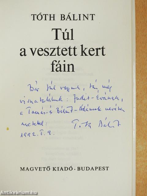 Túl a vesztett kert fáin (dedikált példány)