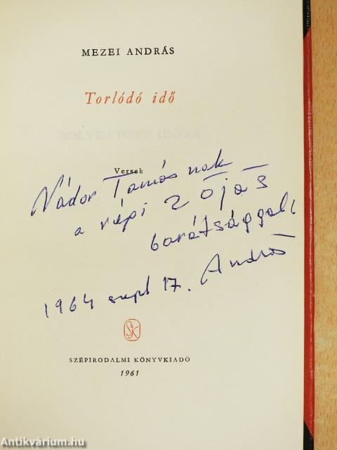 Torlódó idő (dedikált példány)