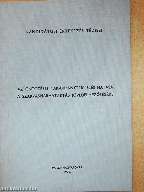 Az öntözéses takarmánytermelés hatása a szarvasmarhatartás jövedelmezőségére
