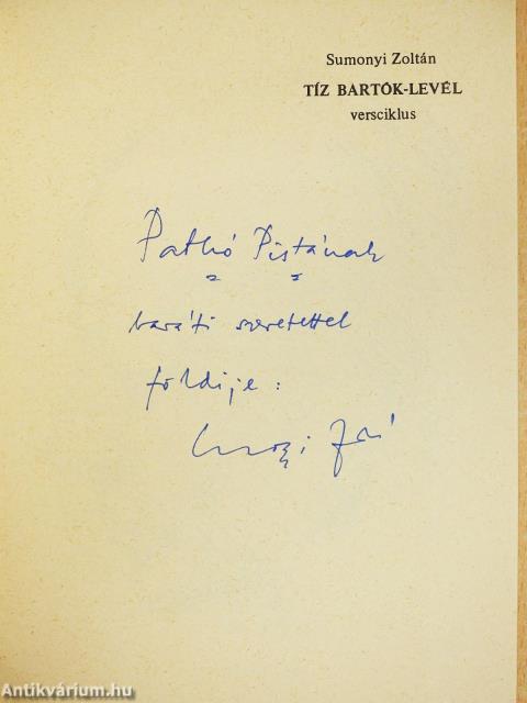 Tíz Bartók-levél (dedikált példány)