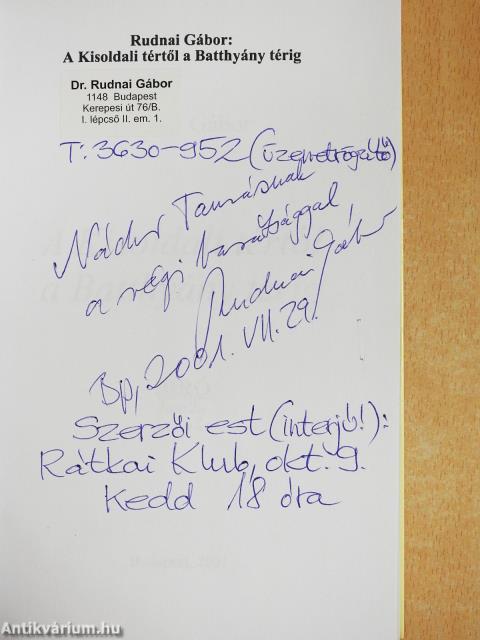 A Kisoldali tértől a Batthyány térig (dedikált példány)