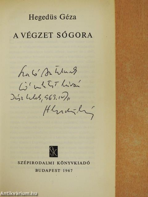 A végzet sógora (dedikált példány)