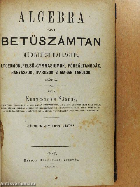 Algebra vagy betüszámtan