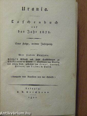 Urania Taschenbuch auf das Jahre 1821. (gótbetűs)
