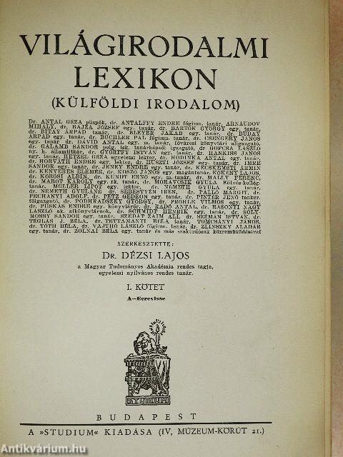 Világirodalmi Lexikon I-III.