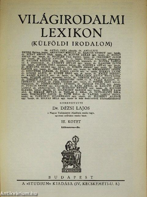 Világirodalmi Lexikon I-III.