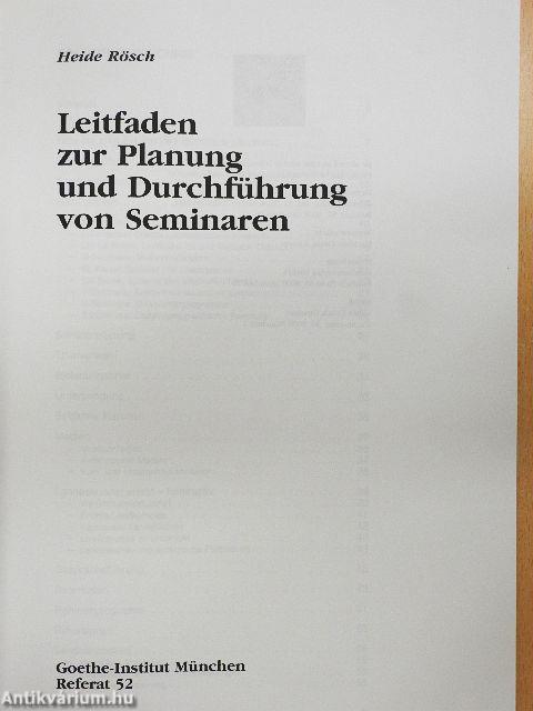 Leitfaden zur Planung und Durchführung von Seminaren