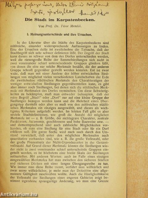 Die Stadt im Karpatenbecken (dedikált példány)