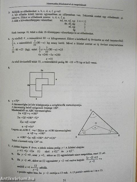 Matematika feladatsorok és megoldásaik 1987-1993