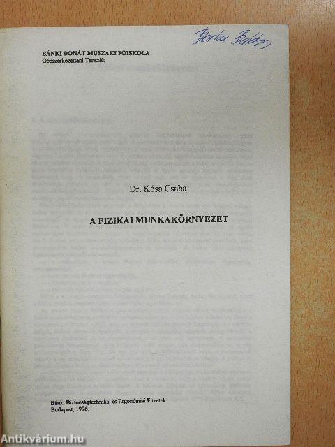 A fizikai munkakörnyezet