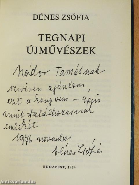 Tegnapi újművészek (dedikált példány)