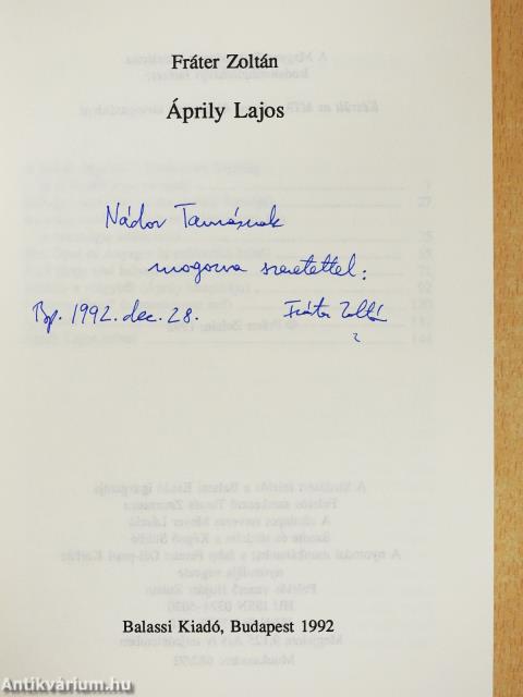 Áprily Lajos (dedikált példány)