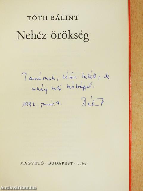 Nehéz örökség (dedikált példány)