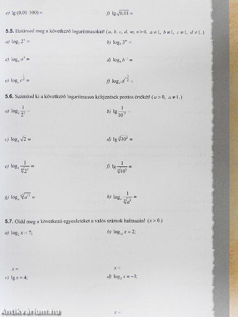 Matematika gyakorló feladatlapok 11.