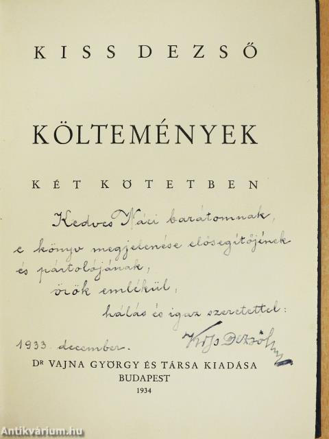 Költemények két kötetben (dedikált példány)