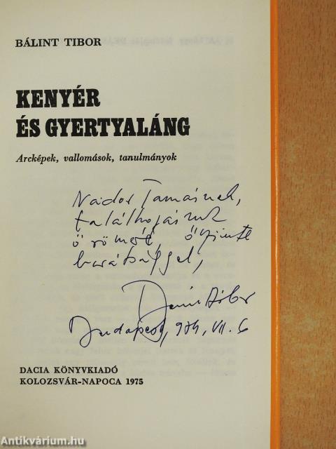 Kenyér és gyertyaláng (dedikált példány)