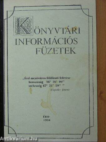 Könyvtári Információs Füzetek 1994/4.