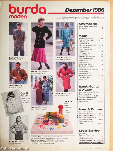 Burda Moden Dezember 1986