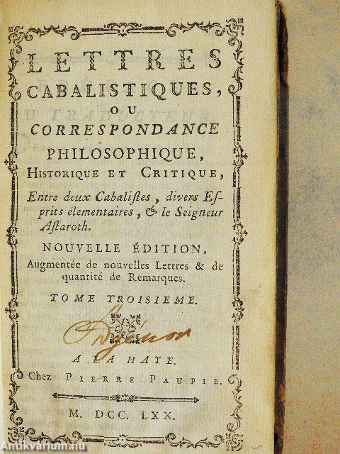 Lettres Cabalistiques III.