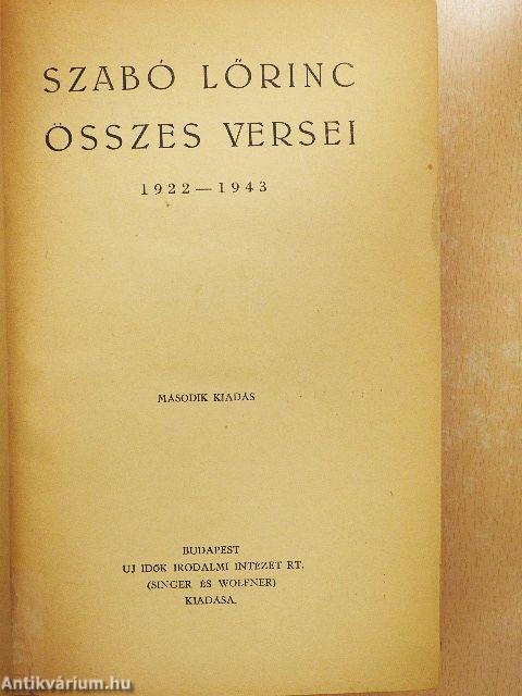 Szabó Lőrinc összes versei