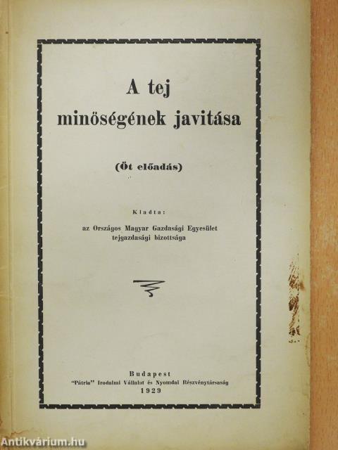 A tej minőségének javitása