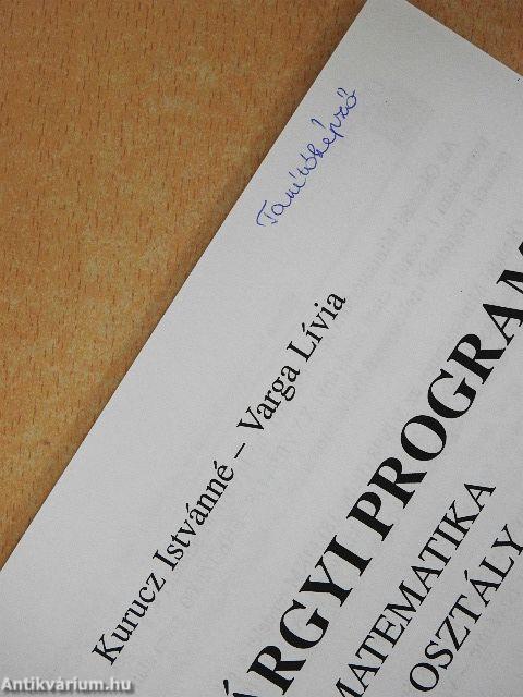 Tantárgyi program - Matematika 1. osztály